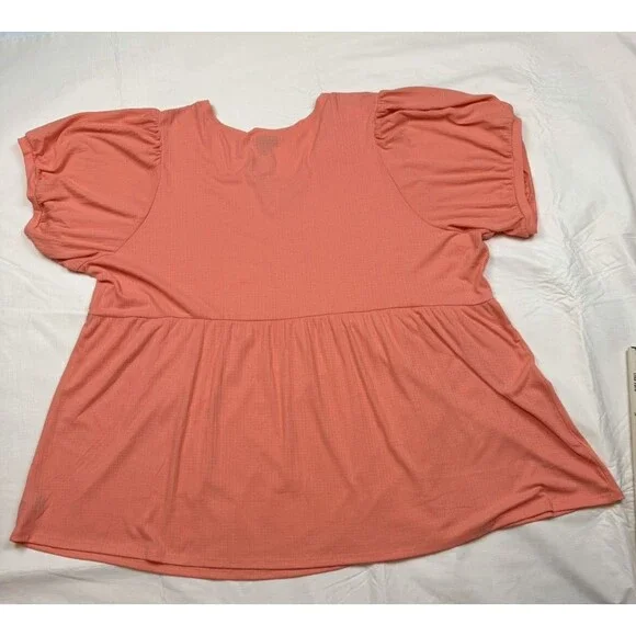 Torrid Lace Up Baby Doll Short Sleeve Top, Coral, NWT, 6X - Picture 4 of 11